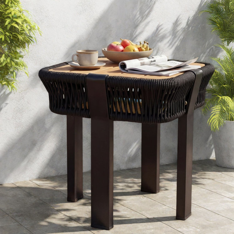 Tables de patio robustes, structure métallique en bois d'acacia, maison d'extérieur compacte moderne