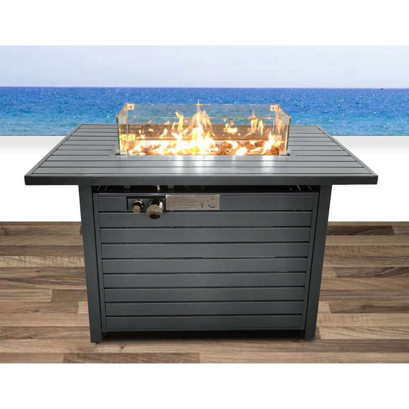 Steel Outdoor Fire Pit - 8-Hour Burn Time, 42.56 In Width, Gray 23.8''W X 7.6''D Bowl, 50000 Output,
