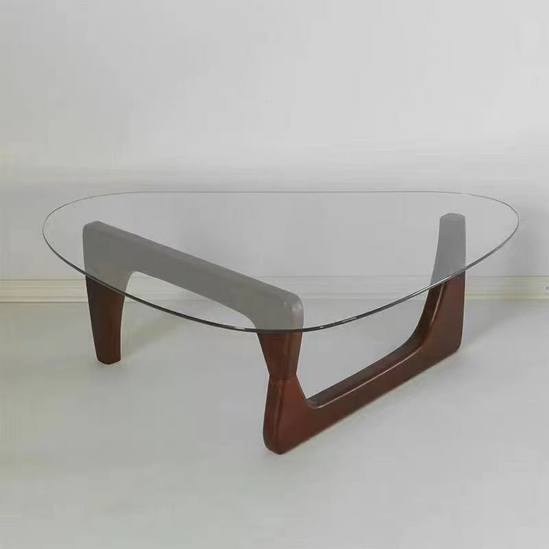 Table basse Rave en verre trempé avec pieds en bois massif