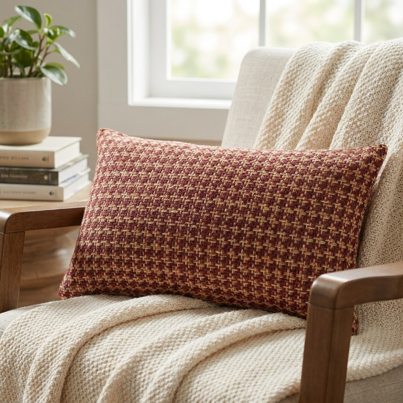 Coussin décoratif d’intérieur/d’extérieur de luxe à pampilles cerise Plutus, 18 po x 18 po