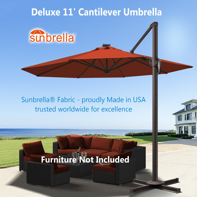 Parasol en porte-à-faux 11 'Deluxe Sunbrella, Henné