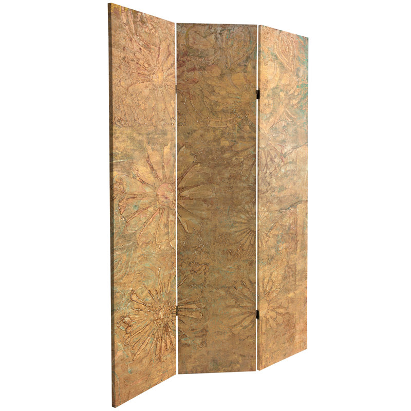 47.25'' 3 - Panel Folding Room Divider, Gold