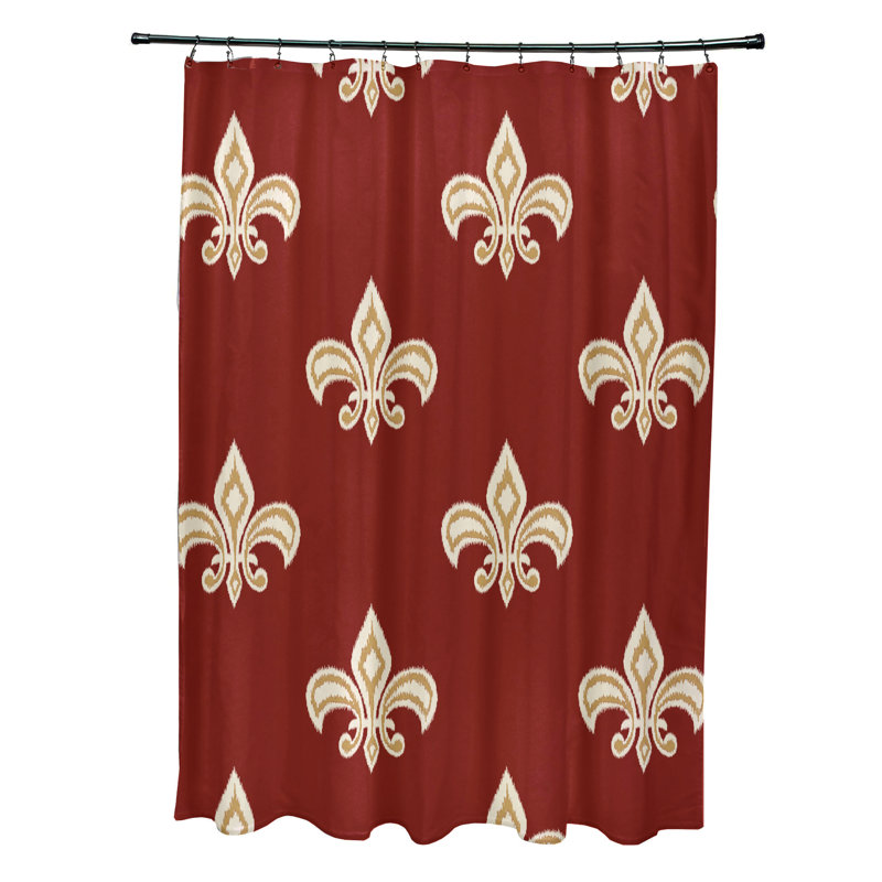 Rideau de douche simple fleur de lis ikat print Ruelas, Orange