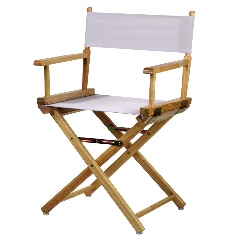 Chaise de réalisateur pliante 18 po, Naturel, Blanc