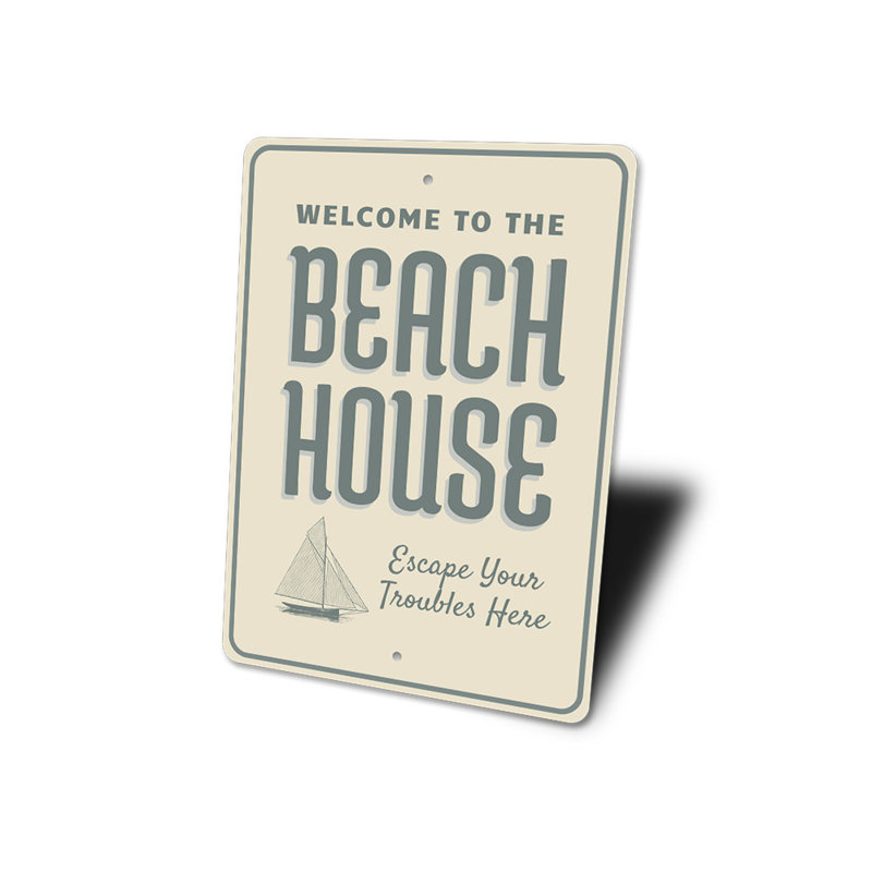 Panneau en aluminium Seaside Beach House, H 14 po x l 10 po x P 0,04 po