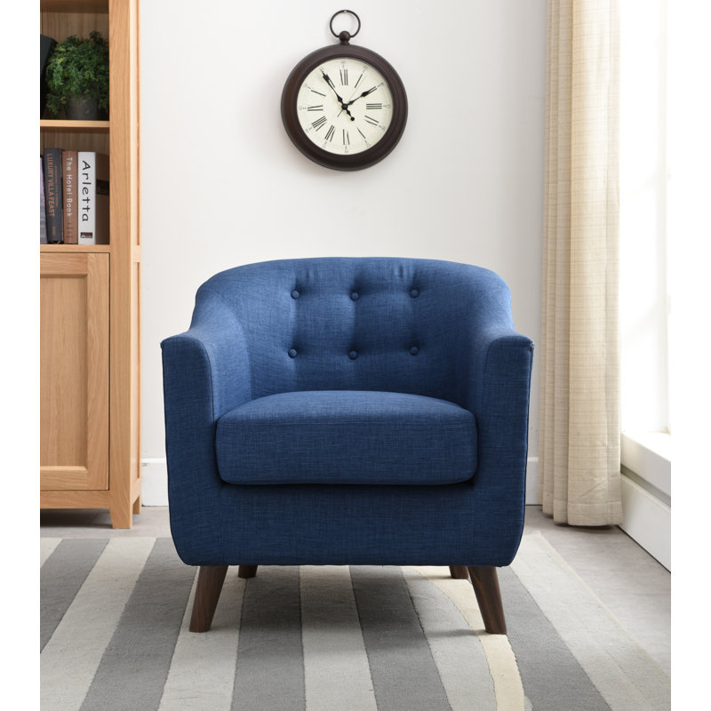 Anthony Upholstered Accent Chair, Blue Faux Linen