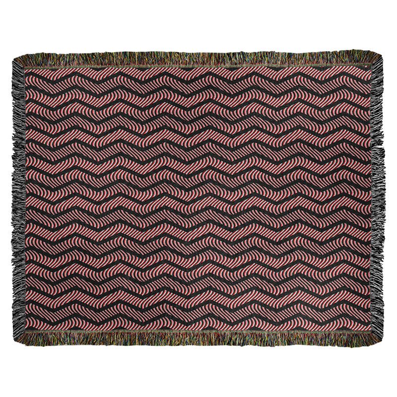 Couverture en coton tissé Rhonda Cheval, l 52 po x L 37 po, Noir / rouge