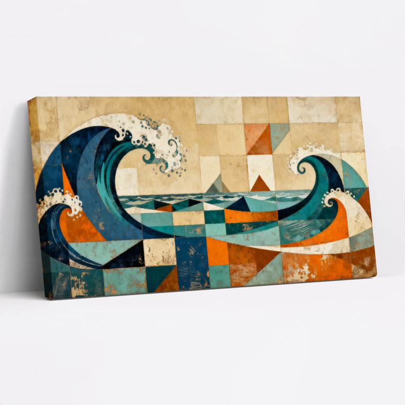 «Abstract Wave Wave», ensemble de 1 reproduction d'art sur toile tendue sur toile, H 24 po x l 48 po