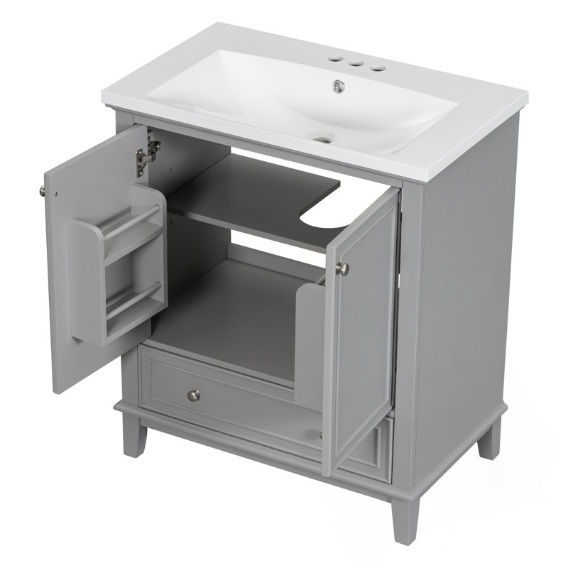 Meuble-lavabo 30 po avec lavabo, Gris