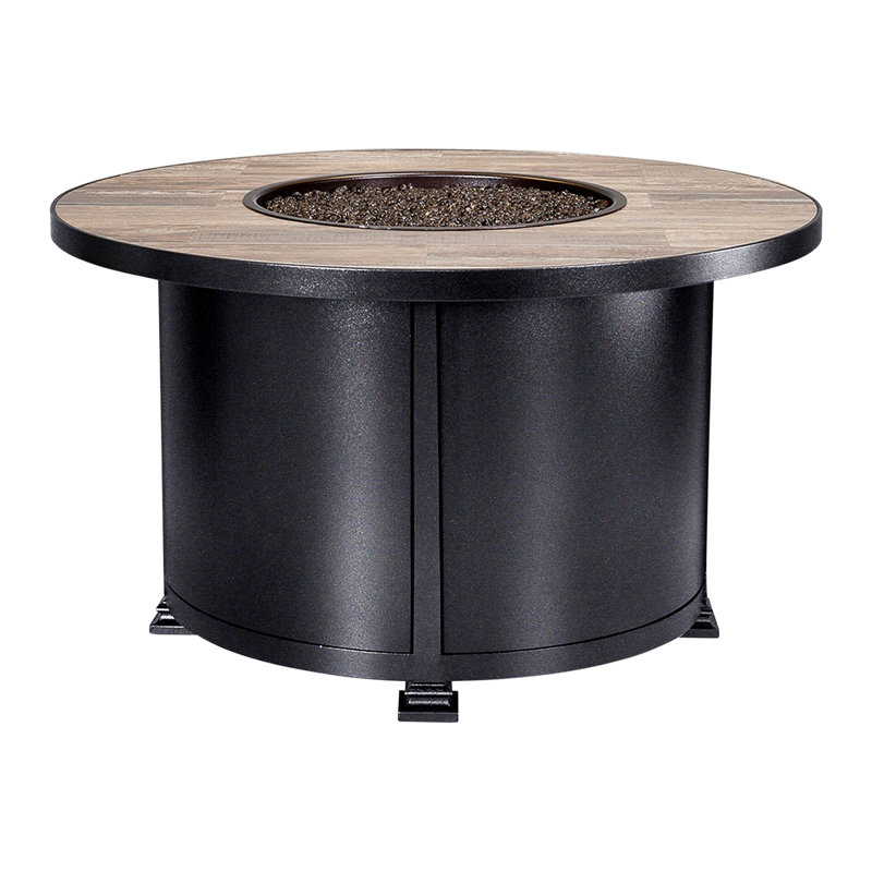 Santorini Iron Outdoor Fire Pit Table, Venice Beach, Graphite, 24" H x 42" W x 42" D