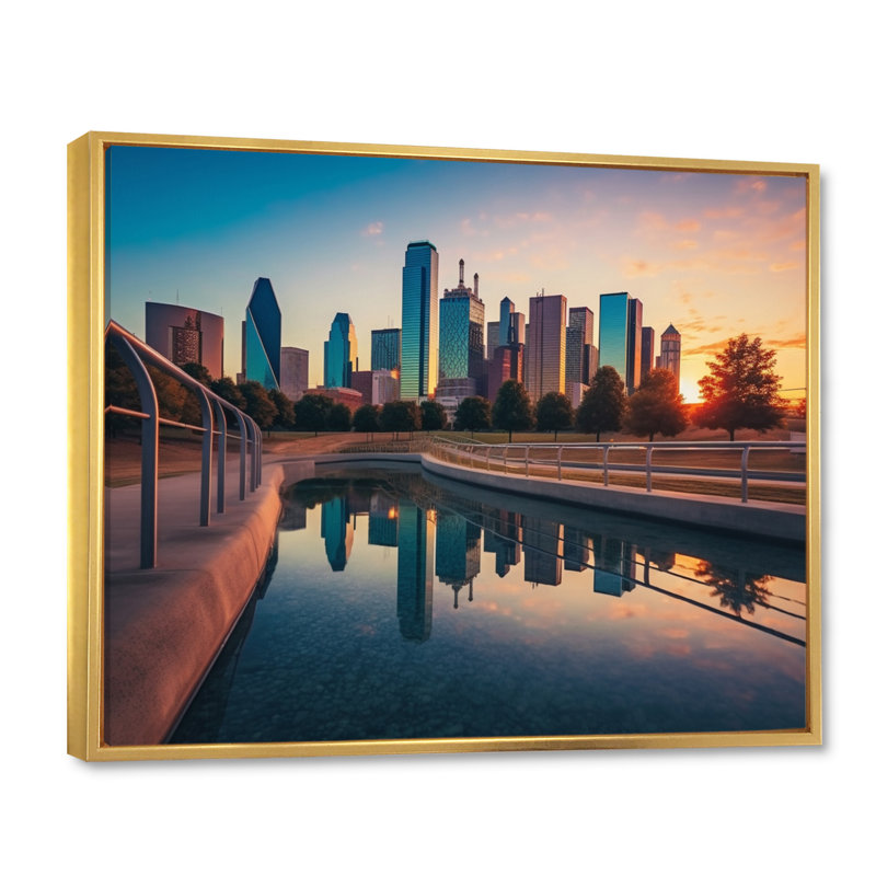 " Dallas Perspectives III ", 34" H x 44" W x 1.5" D, Gold Floater Framed