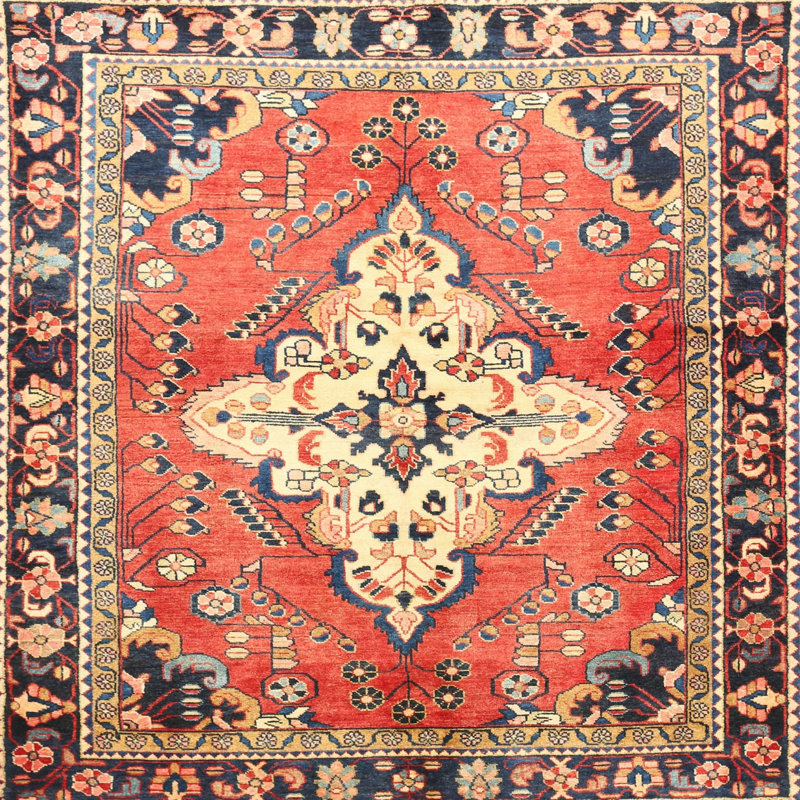 Tapis traditionnel beige / brun, Carré 4 pi