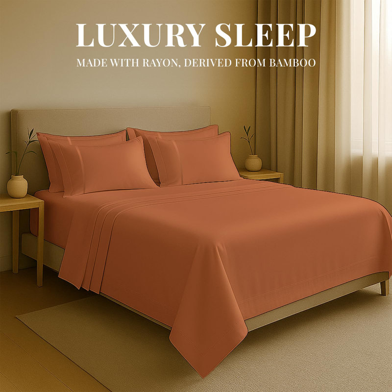 Premium Rayon From Bamboo Blend Sheet Set With Deep Pockets, Cooling and Breathable, Autumn