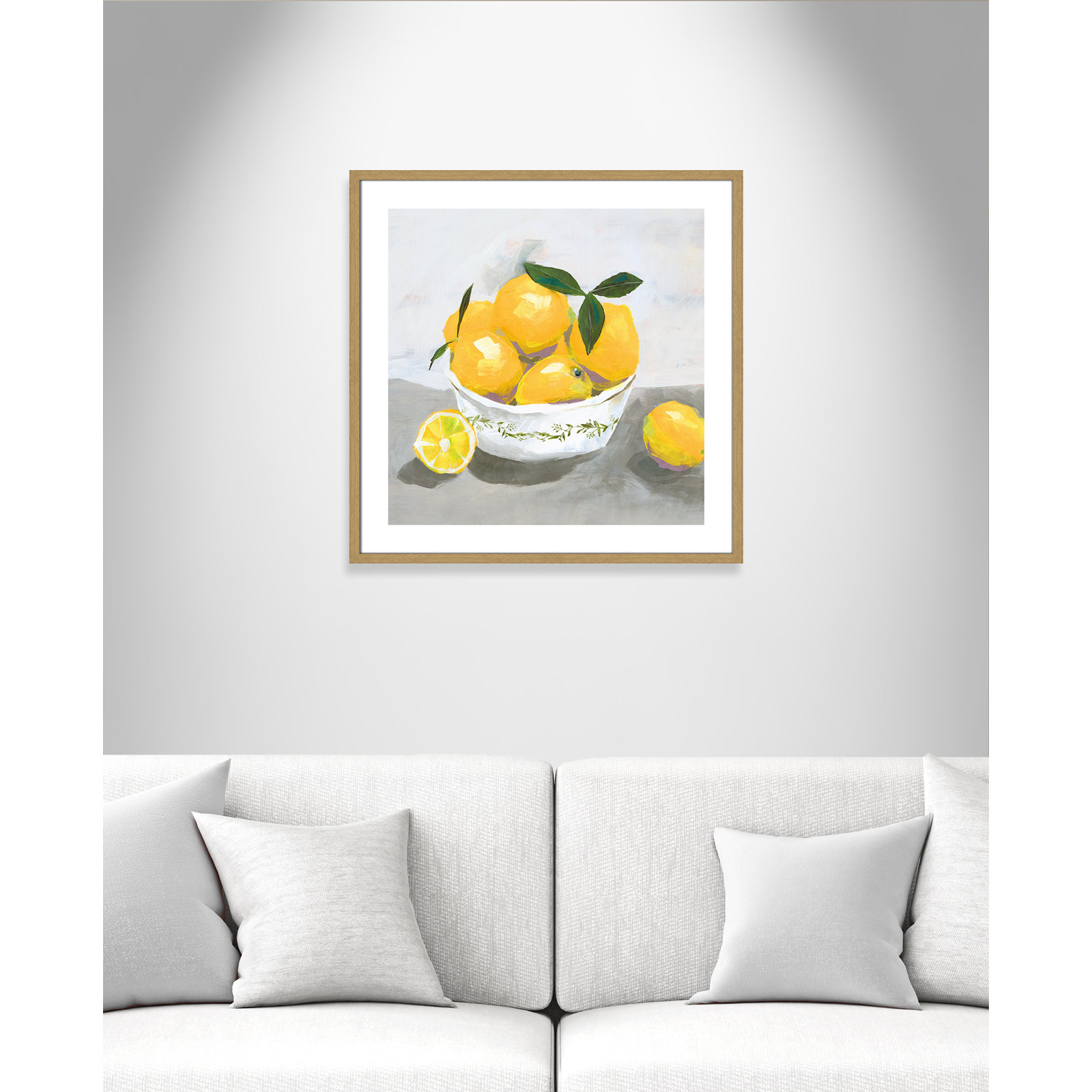 Hayons "Lemons" Painting by Isabelle Z, 28.75" H x 28.75" W x 0.75" D, Beige Wood Framed Paper