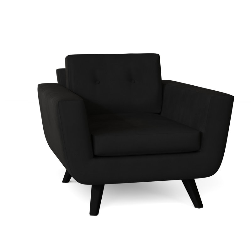 Fauteuil Callie, Velours noir, Noyer, Plumes / duvet
