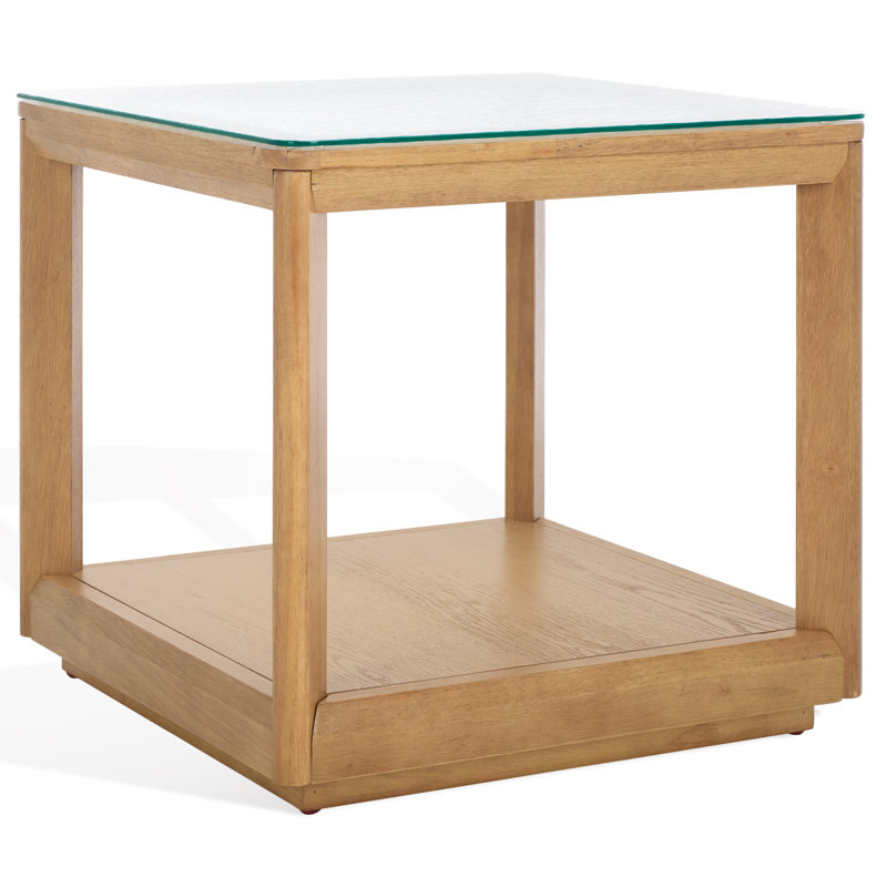 Charde Glass Top End Table, Natural
