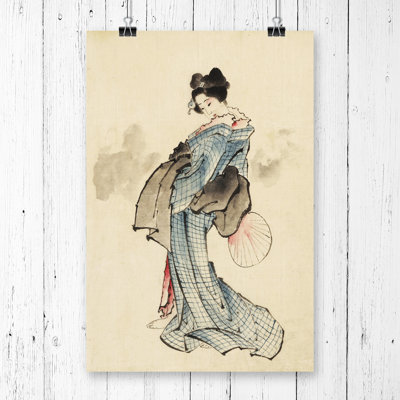 Hokusai Woman Full Length Japanese Oriental Art - Frameless Print