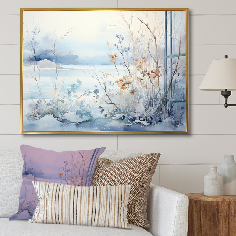 «Frosty Scenic Winter Landscape II - Winter Landscape», art mural, Cadre de coin blanc fermé, H 34 po x l 44 po x P 1,5 po