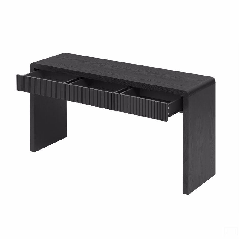 Console rustique avec 3 tiroirs cannelés, Noir