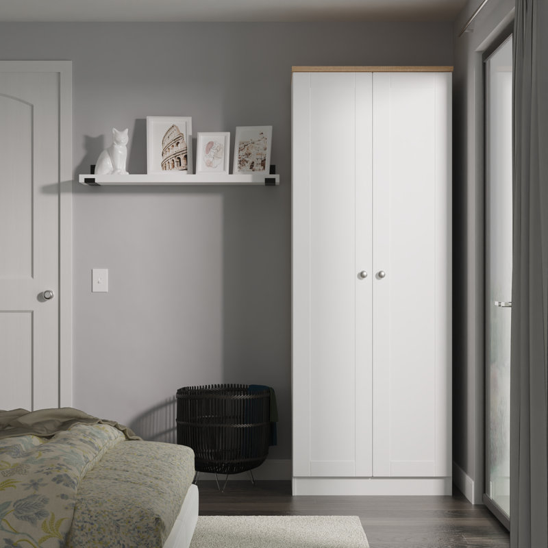 Agyen Manufactured Wood Wardrobe, White Ash