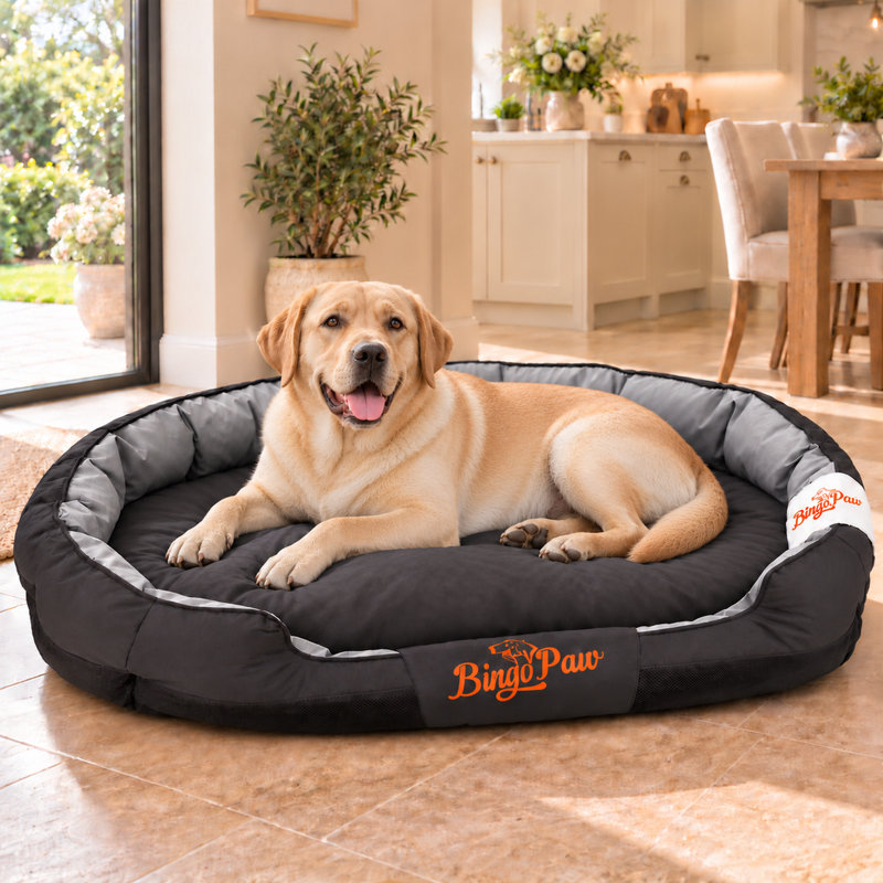 Oxford Fabric Bolster Dog Bed with Removable Cushion and Washable Cover, 26cm H x 130cm W x 90cm D