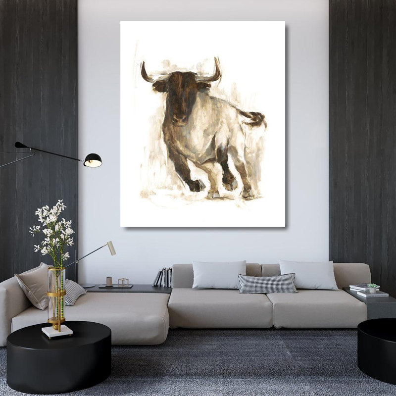 Foundry Select Harper, Ethan Gallery Wrapped Canvas Art Titled: Rustic Bull II, 44" H x 36" W