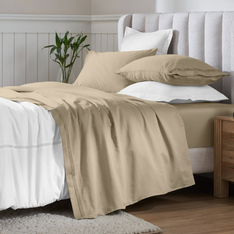 Egyptian Cotton Deep Pocket Solid 650 Thread Count Sheet Set, Linen, King