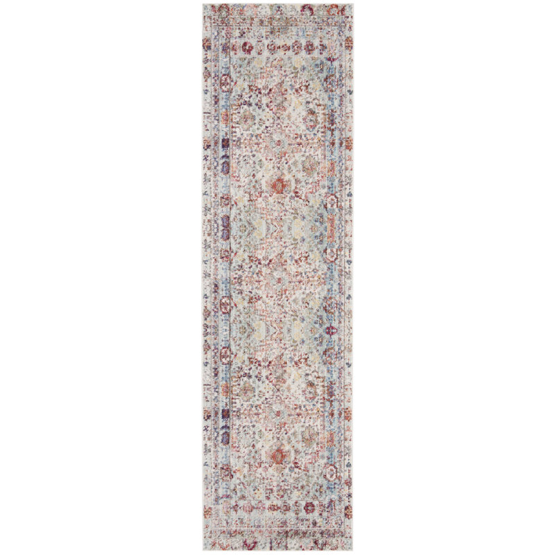 Tapis oriental gris / rouge Porthleven, Tapis de couloir 2 pi 3 po x 8 pi