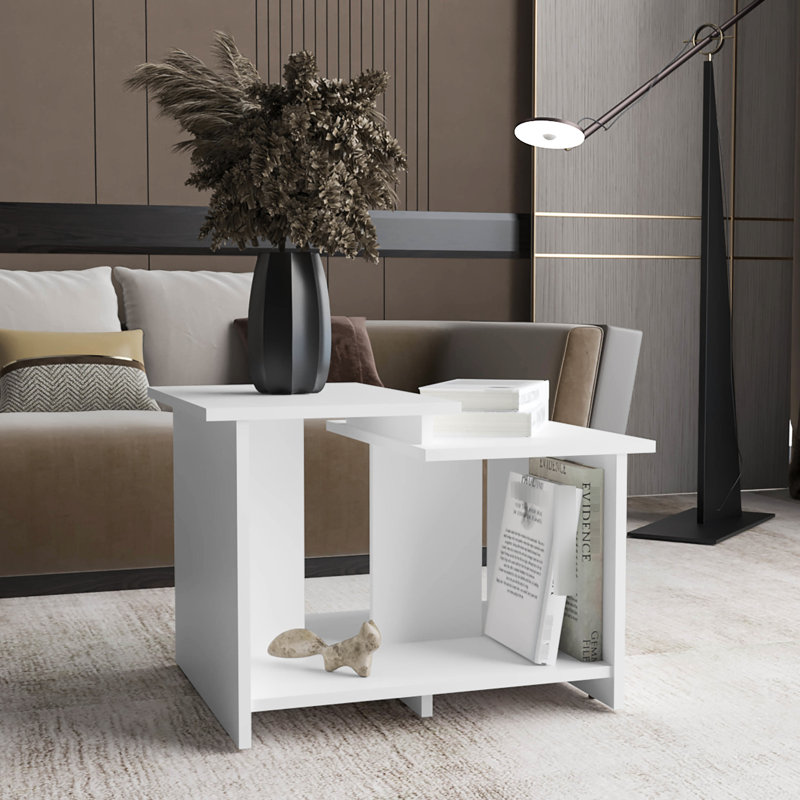 Table basse polyvalente à tablette ouverte blanche pour un bureau à domicile pratique avec des options de rangement améliorées