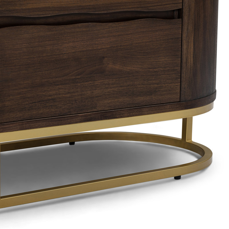 Seneca Modern Solid Wood 6-Drawer Dresser with Elevated Metal Base and Smooth-Glide Storage, Walnut
