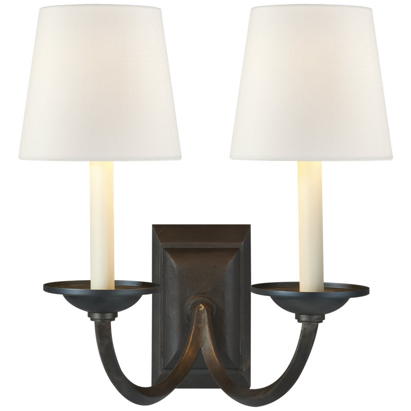 Chapman & Myers Flemish Double Sconce, Aged Iron, Fabric