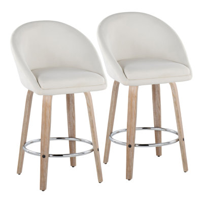 Matisse Highback Fixed-Height Bar Stool With Bent Wood Legs & Round Footrest - Set Of 2