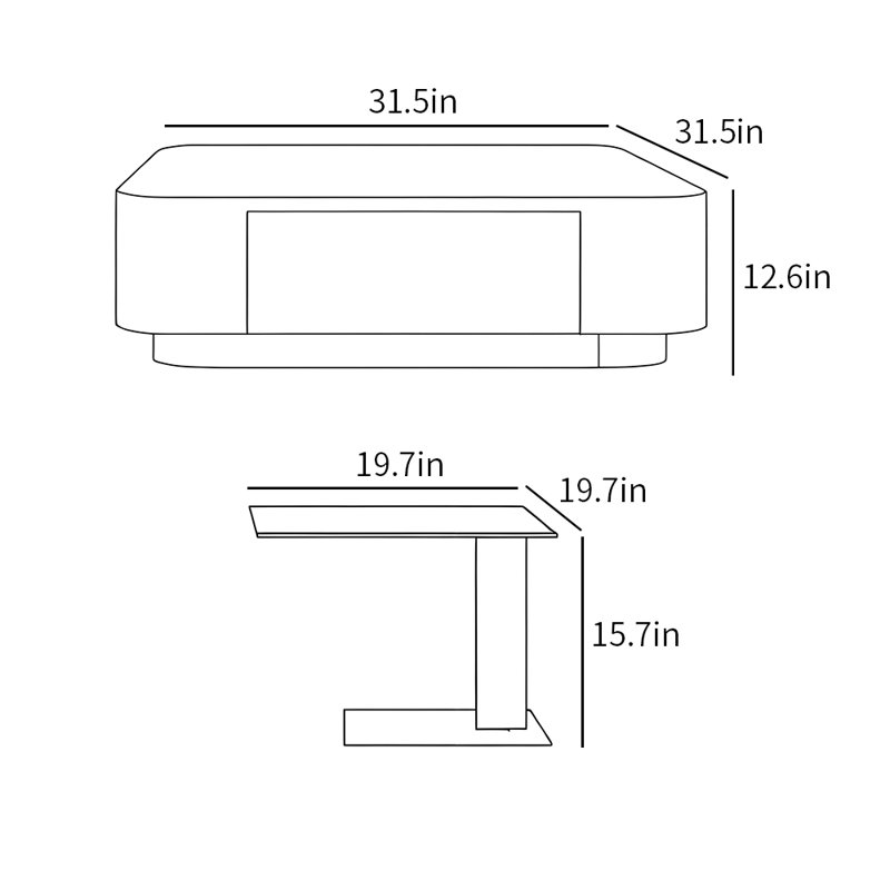 Tables basses légères haut de gamme pour la maison, H 12,6 po x L 31,5 po x l 31,5 po