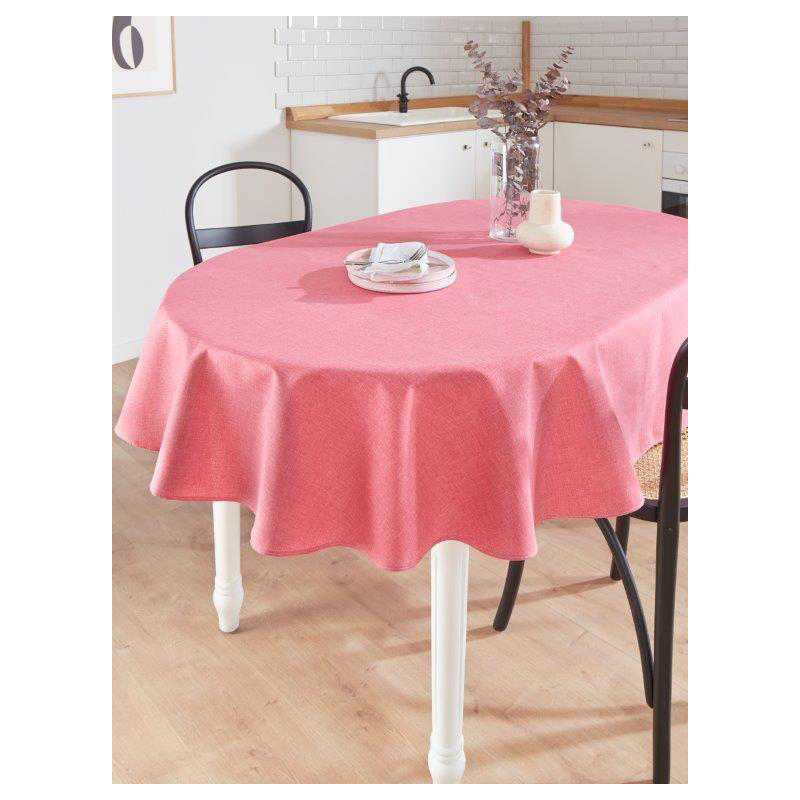 Oval tablecloth in blue, Antique pink and pink