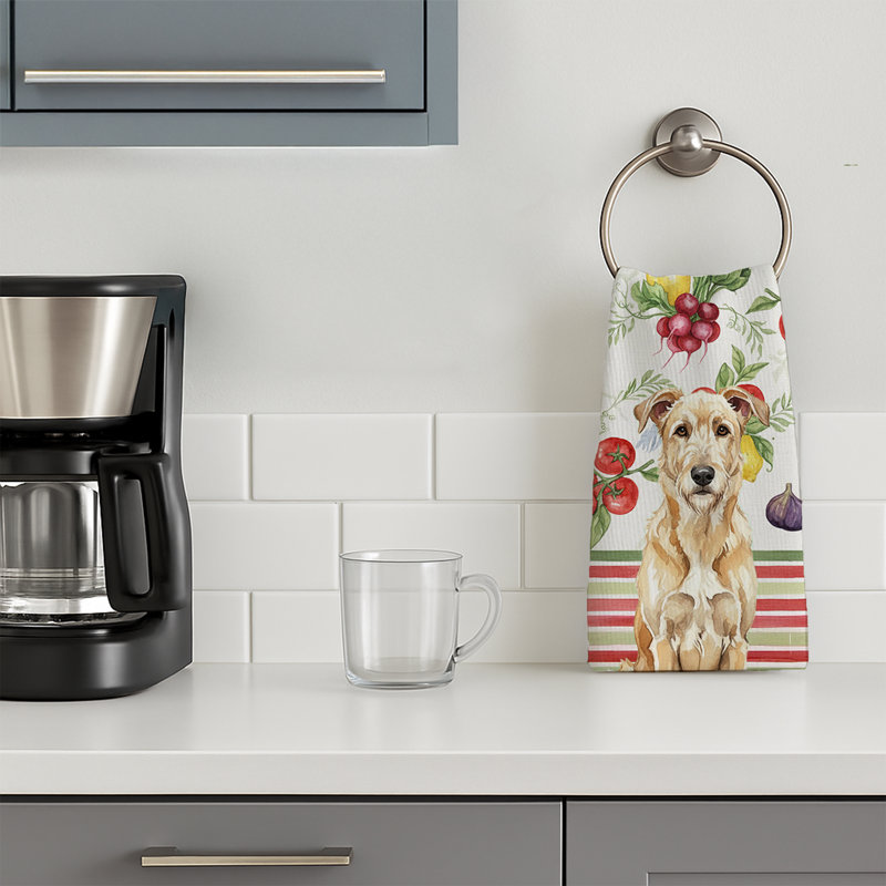 Wheaten Irish Wolfhound Vegetables Kitchen Towel, Wheaten Irish Wolfhound