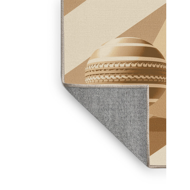 Machine Washable Oviedo Cricket Bat Ball Classic Striped Rug in Beige – Beige Binding, 2x5