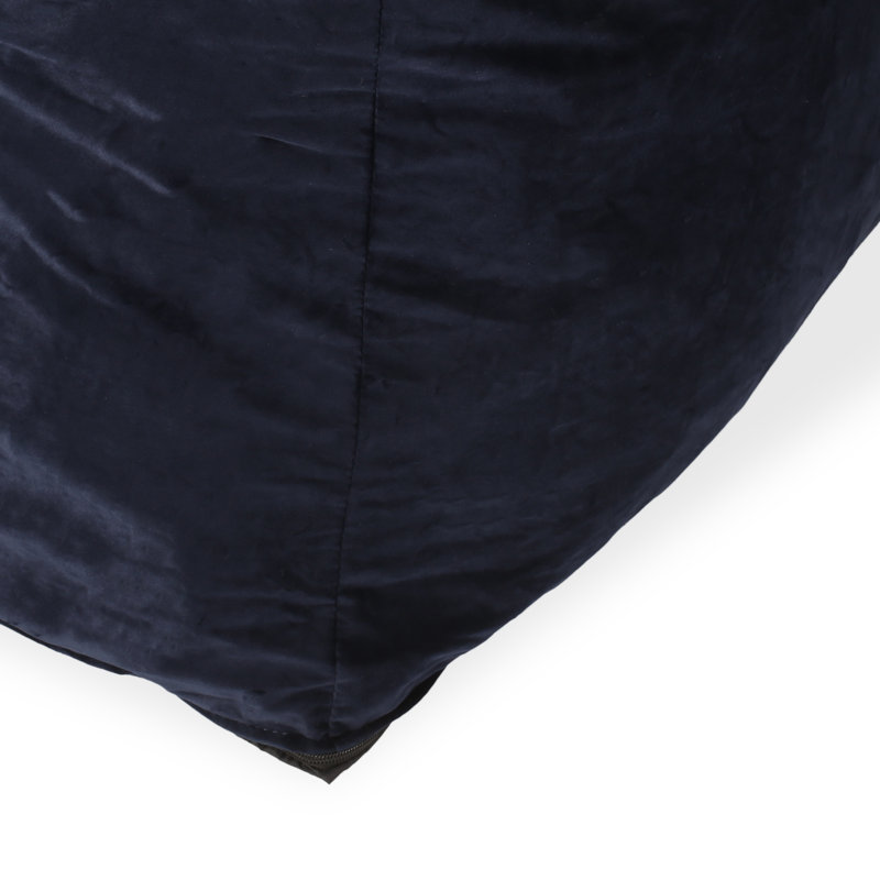 Fauteuil à billes en velours avec accoudoirs, Bleu foncé / bleu