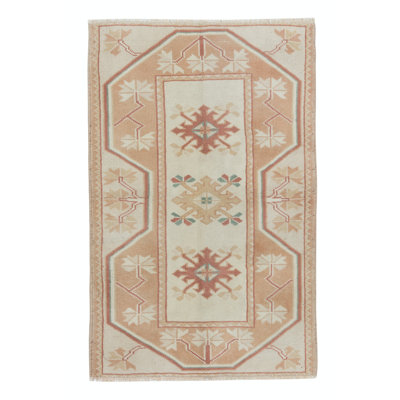 Vintage Geometric Small Rug, Handmade Accent Rug, Turkish Door Mat