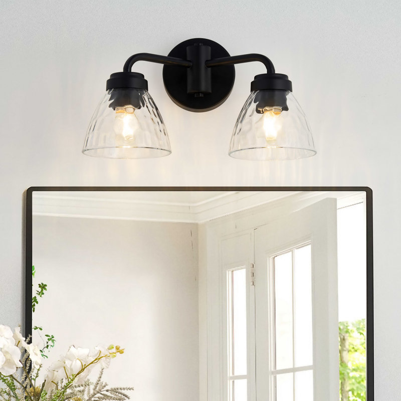 2-Light Bathroom Vanity Light, 2 Lights, Brushed Nickel, 9.85" H x 14.2" W x 7.87" D