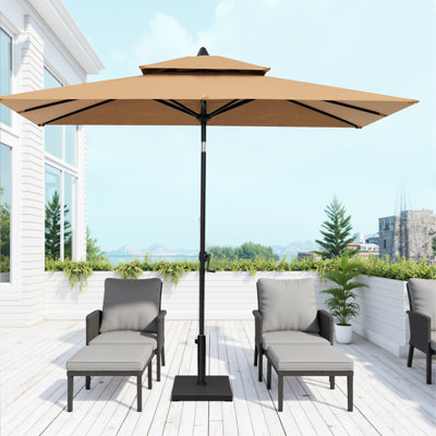 106'' X 59'' Rectangular Tilt Market Umbrella with Weighted Base