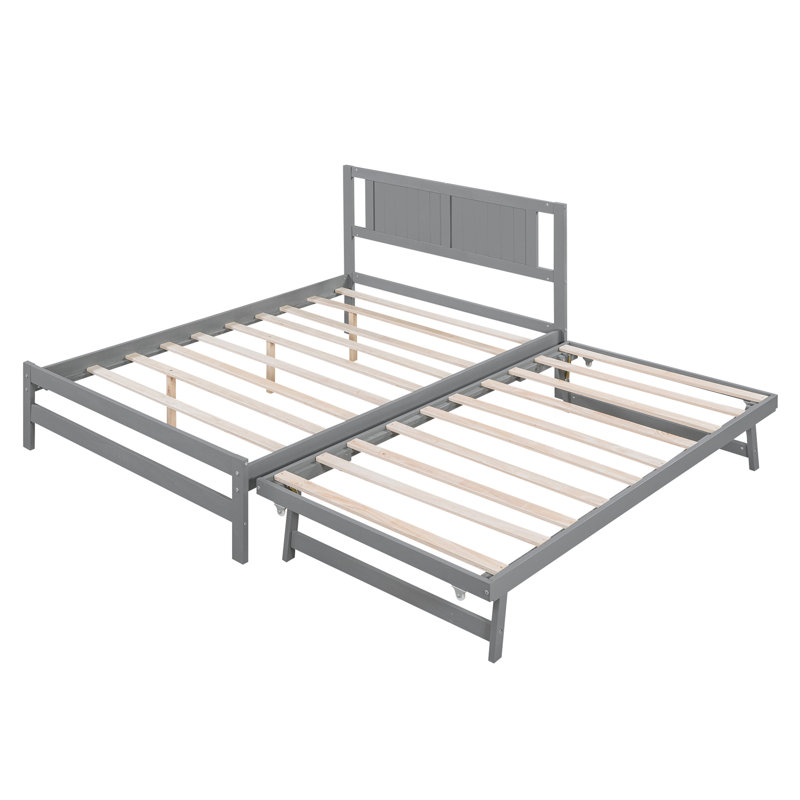 Lit plateforme avec lit gigogne réglable, Gris
