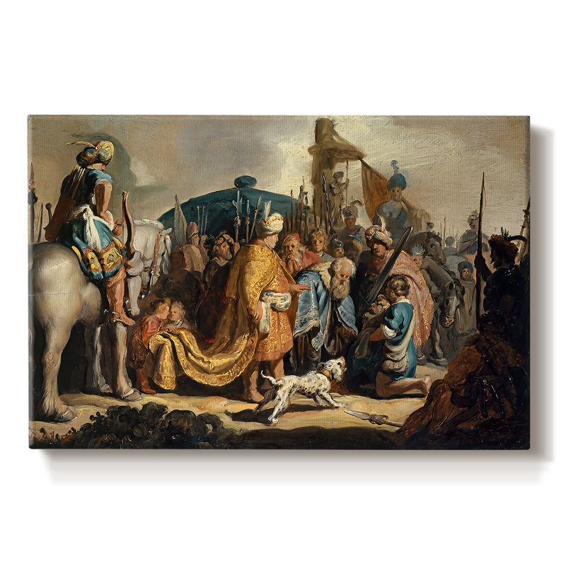 «The Baptism of the Eunuch» - Rembrandt van Rijn - Toile tendue avec châssis-1626, 12 x 18