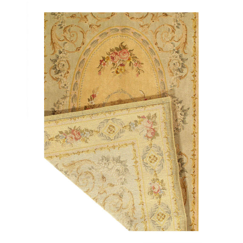 Savonnerie Wool Oriental Area Rug in Beige