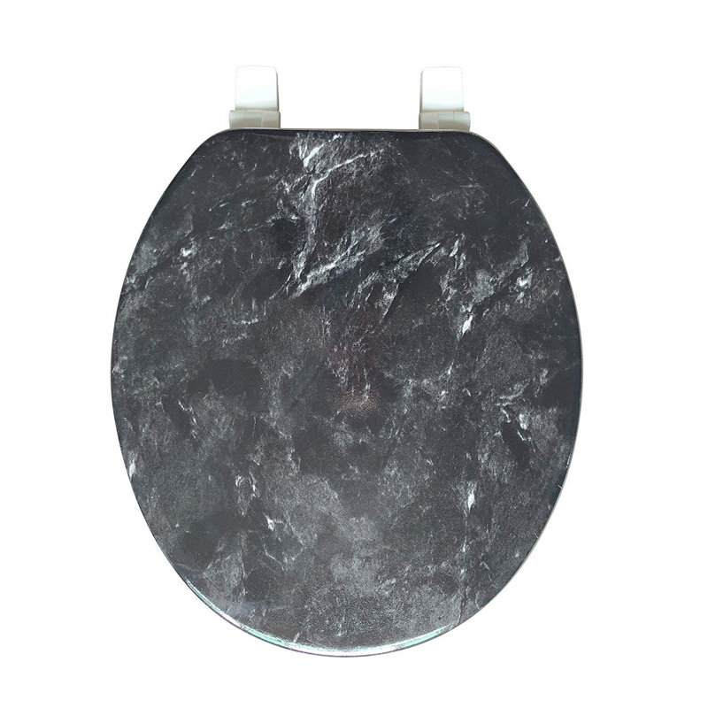 Marble Round Toilet Seat, Black