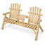 Banc Adirondack double classique à lattes avec table partagée, idéal pour des réunions confortables sur la véranda et dans le jardin.-590269490