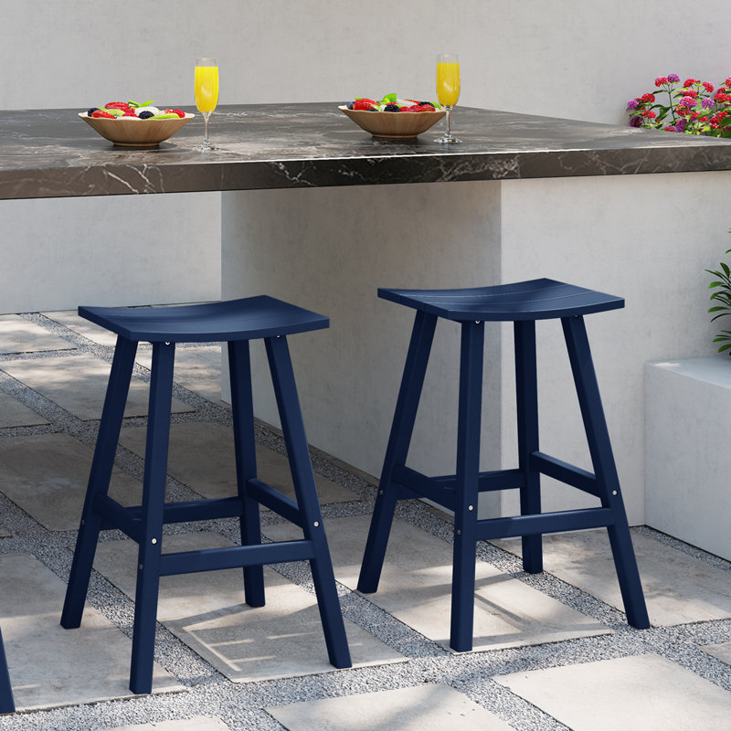Laguna Outdoor Stool, Navy Blue, 29"