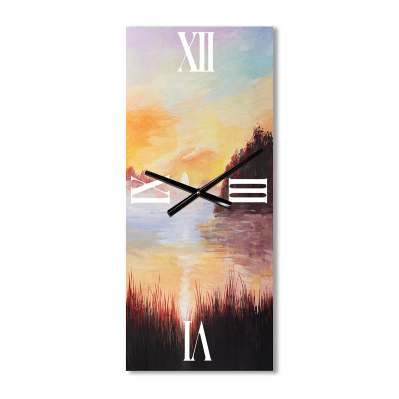 Sur le lac avec les roseaux - Horloge murale nautique et côtière, Petit