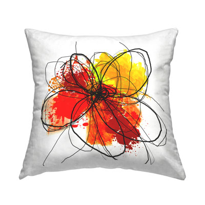 Conception de coussin décoratif abstrait chaotique de lignes rouges par Irena Orlov