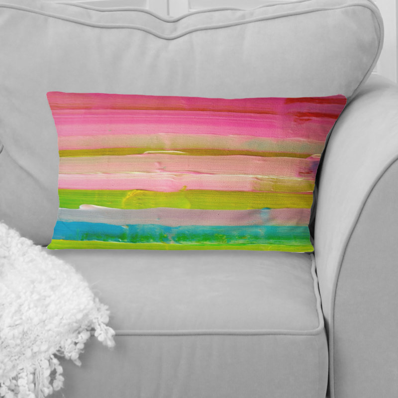 Coussin décoratif Colourfields Revesté dans les tons de rose - peinture abstraite