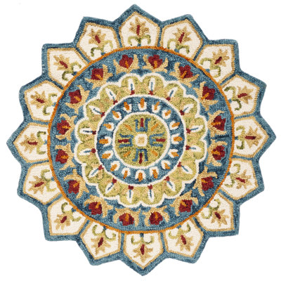 Round Oriental Wool Hand Tufted Area Rug